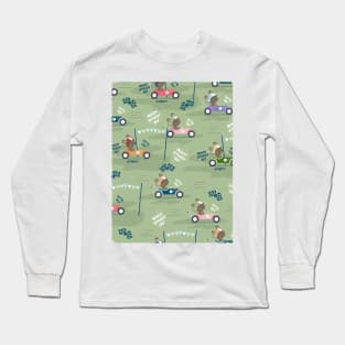 Ready to race mouse pattern on green background Long Sleeve T-Shirt